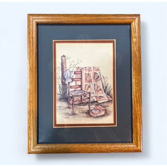 Paula Vaughan Framed Matted Vintage Wood Wall Art Decor - Picture 1 of 10